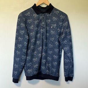Zilli Blue Patterned Long Sleeve Polo Sweater